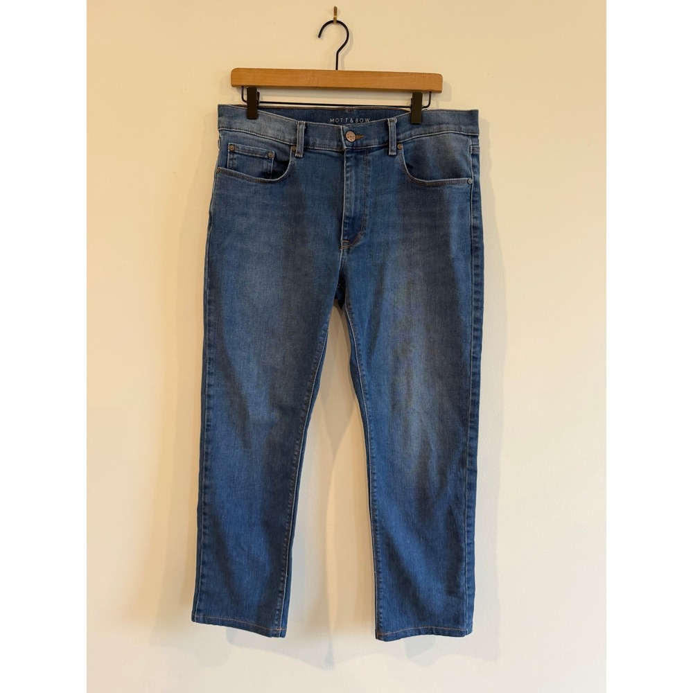 Mott & Bow Slim Fit Jeans Mens 33x27 Medium Blue Wash Stretch Denim Pants